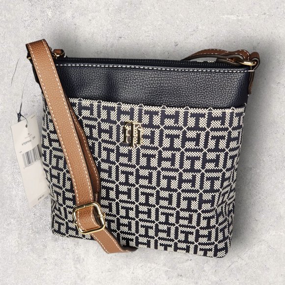 Tommy Hilfiger Jacquard Crossbody - Navy Blue - NWT - Picture 1 of 6